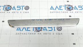 Mercedes C-class W205 15-18 chrome front right outer door sill plate, no backlight, dents, scratches, corrosion
