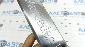 Mercedes C-class W205 15-18 chrome front right outer door sill plate, no backlight, dents, scratches, corrosion