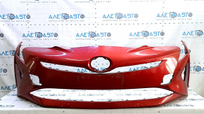 Bare front bumper for Toyota Prius 50 16-18 with parking sensors, red 3T7, dented, cracked, broken mount