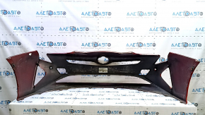 Bare front bumper for Toyota Prius 50 16-18 with parking sensors, red 3T7, dented, cracked, broken mount