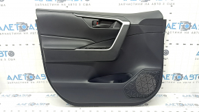 Toyota Rav4 19-24 black front left door panel, black leather armrest, black plastic insert, gray molding, with handle, scratches