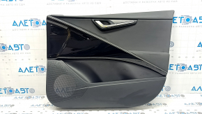 Kia Niro 23-24 front right door panel, black, dark gray cloth armrest, glossy black insert, chrome molding, with handle, crack in fastener, scratches