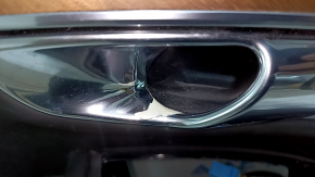 Door trim, front left, Volvo XC90 16-22, black leather, armrest and insert, black nappa leather, walnut molding, Bowers & Wilkins, scratches, broken fastening, dented, chrome peeling off
