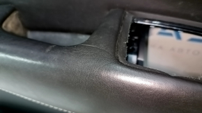 Door trim, front left, Volvo XC90 16-22, black leather, armrest and insert, black nappa leather, walnut molding, Bowers & Wilkins, scratches, broken fastening, dented, chrome peeling off