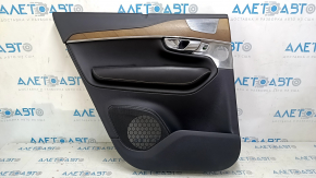 Door trim, rear left, Volvo XC90 16-22, black leather, under the curtain, armrest and insert, black nappa leather, walnut molding, Bowers & Wilkins, scratches, dry-cleanable