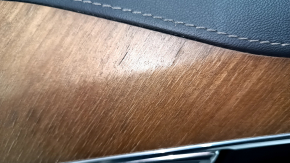 Volvo XC90 16-22 front right door panel, black leather, armrest and insert, black nappa leather, walnut molding, Bowers & Wilkins, scratches, broken fastener, peeling chrome on the handle