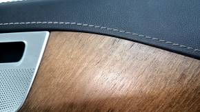 Volvo XC90 16-22 front right door panel, black leather, armrest and insert, black nappa leather, walnut molding, Bowers & Wilkins, scratches, broken fastener, peeling chrome on the handle