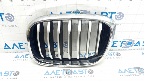 Left radiator grill BMW X3 G01 18-21 nostril, chrome frame + gray grille, broken fasteners, sand