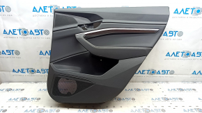 Door trim panel, rear right, Audi E-Tron 19-23, black leather, no curtain, chrome molding, scuffs