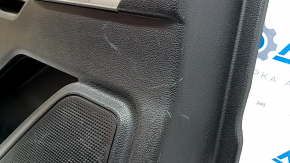 Door trim panel, rear left, Ford Explorer 21-23, black leather, no curtain, XLT, black leather armrest, chrome insert, with handle, scratches, peeling coating