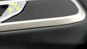 Door trim panel, rear left, Ford Explorer 21-23, black leather, no curtain, XLT, black leather armrest, chrome insert, with handle, scratches, peeling coating