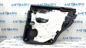 Door trim panel, rear left, Ford Explorer 21-23, black leather, no curtain, XLT, black leather armrest, chrome insert, with handle, scratches, peeling coating