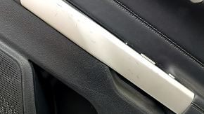 Door trim panel, rear right Ford Explorer 21-23, black leather, no curtain, XLT, black leather armrest, chrome insert, with handle, scratches, worn