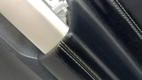 Door trim panel, rear right Ford Explorer 21-23, black leather, no curtain, XLT, black leather armrest, chrome insert, with handle, scratches, worn
