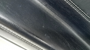 Door trim panel, rear right Ford Explorer 21-23, black leather, no curtain, XLT, black leather armrest, chrome insert, with handle, scratches, worn