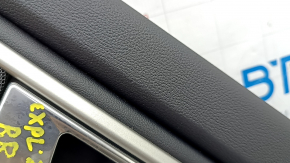 Door trim panel, rear right Ford Explorer 21-23, black leather, no curtain, XLT, black leather armrest, chrome insert, with handle, scratches, worn