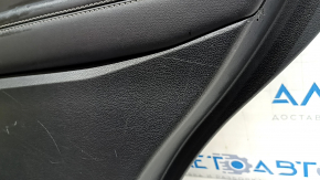 Door trim panel, rear right Ford Explorer 21-23, black leather, no curtain, XLT, black leather armrest, chrome insert, with handle, scratches, worn