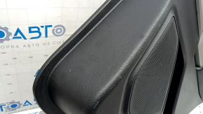 Door trim panel, rear right Ford Explorer 21-23, black leather, no curtain, XLT, black leather armrest, chrome insert, with handle, scratches, worn