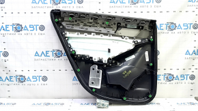The rear right door panel for the 18-18 Honda Accord is black, with a gray leather insert, the armrest is gray leather, and the molding is gray wood.
