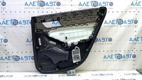 Rear left door panel for a 18-18 Honda Accord, black, with gray leather insert, gray leather armrest, gray wood molding