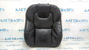 Upper driver's seat upholstery for Volvo XC90 16-25, black leather, perforated, heated, ventilated, with inflation, scratches, worn, needs cleaning