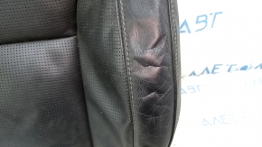 Upper driver's seat upholstery for Volvo XC90 16-25, black leather, perforated, heated, ventilated, with inflation, scratches, worn, needs cleaning