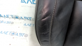 Upper driver's seat upholstery for Volvo XC90 16-25, black leather, perforated, heated, ventilated, with inflation, scratches, worn, needs cleaning