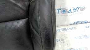 Upper passenger seat trim for Volvo XC90 16-25, black leather, perforated, heated, ventilated, with inflation, scratches, worn, needs cleaning, torn foam, broken connector