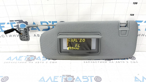 Left visor for Ford Explorer 20 - gray, with backlight, retractable, without hook, dry-cleanable