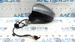 Left side mirror assembly for VW Tiguan 22-24, 8+2 pins, turn signal, BSM, heated, silver
