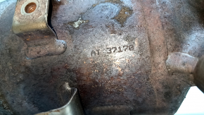The exhaust manifold with a catalytic converter for a Toyota Prius 50 16-21 is rusty and has a broken bolt.