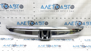 Upper center grille molding for Honda Accord 18-20 light chrome, with mounting and emblem, sand