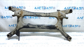 The rear subframe of a Toyota Prius 50 16-22 FWD is rusty and filed.