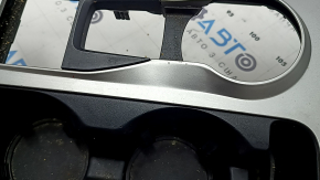 Ford Explorer 20-24 AWD center console trim with cup holder, gray with chrome, scratches
