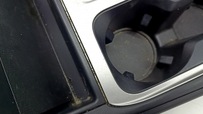 Ford Explorer 20-24 AWD center console trim with cup holder, gray with chrome, scratches