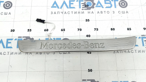 Outer rear left door sill trim for Mercedes W167 GLE 350 450 20-24, chrome with backlight, scratches, dents
