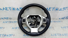 Lexus CT200h 11-13 black leather steering wheel with gray stitching, buttons, cruise control, scratches, worn, needs cleaning