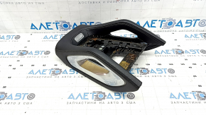 Upper center console trim for Mercedes W167 GLE 350 450 20-23, black leather with chrome, with backlight, scratches, broken insert, needs cleaning