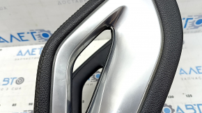 Upper center console trim for Mercedes W167 GLE 350 450 20-23, black leather with chrome, with backlight, scratches, broken insert, needs cleaning