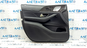 Door trim, front left, Mercedes W167 GLE 350 450 20-24, black leather, with backlight, black leather armrest, wood insert, Burmester, with handle, scratches