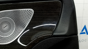 Door trim, front left, Mercedes W167 GLE 350 450 20-24, black leather, with backlight, black leather armrest, wood insert, Burmester, with handle, scratches