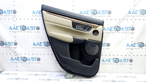Black rear left door panel for Honda CRV 17-22, beige leather insert, beige leather armrest, wood-like molding, tweeter-like, dry-cleanable, scratches
