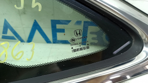 Rear left window glass, Honda Insight 19-22, chrome, torn seal, scratches on chrome