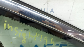Rear left window glass, Honda Insight 19-22, chrome, torn seal, scratches on chrome