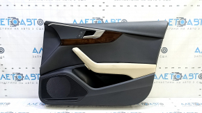 Front right door trim panel for Audi A4 B9 17-19, black, beige armrest, wood trim, with handle, with center lock button