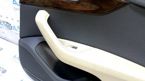 Door trim panel, rear right, Audi A4 B9 17-19, black, beige armrest, wood trim, with handle, with central lock button, with window lift control