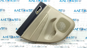 Door trim panel rear left Jeep Grand Cherokee WK2 20-22 beige, with beige and black leather insert, armrest leather beige, molding dark wood, with handle, scratches, worn, whitened layer