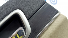 Door trim panel rear left Jeep Grand Cherokee WK2 20-22 beige, with beige and black leather insert, armrest leather beige, molding dark wood, with handle, scratches, worn, whitened layer