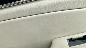 Door trim panel rear left Jeep Grand Cherokee WK2 20-22 beige, with beige and black leather insert, armrest leather beige, molding dark wood, with handle, scratches, worn, whitened layer