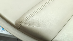 Door trim panel rear left Jeep Grand Cherokee WK2 20-22 beige, with beige and black leather insert, armrest leather beige, molding dark wood, with handle, scratches, worn, whitened layer